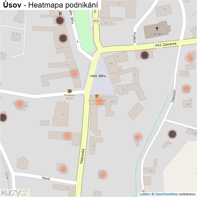 Mapa Úsov - Firmy v obci.