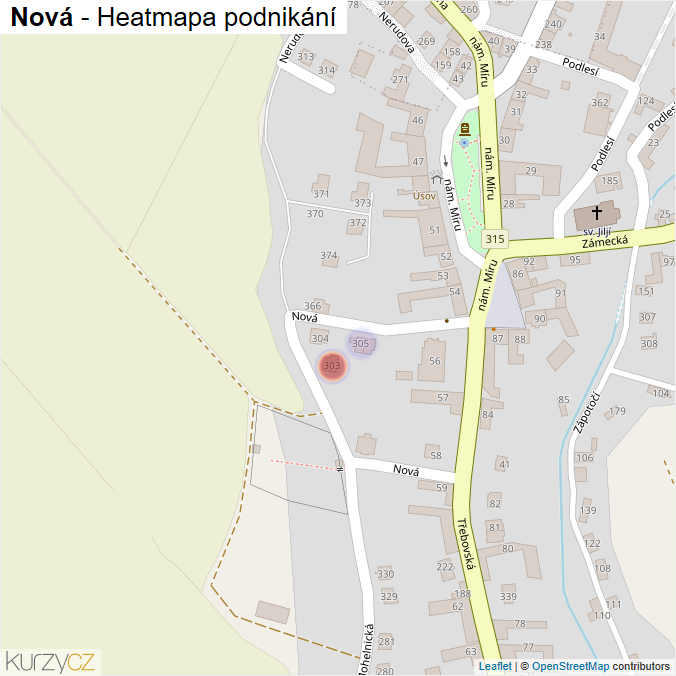 Mapa Nová - Firmy v ulici.