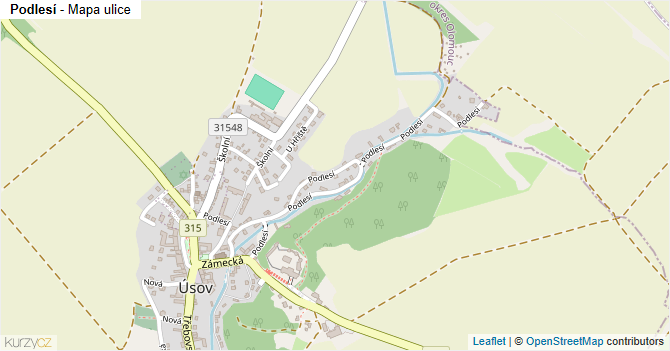 Podlesí - mapa ulice