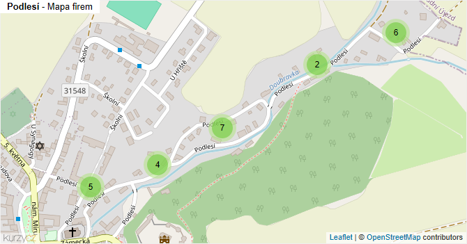 Podlesí - mapa firem