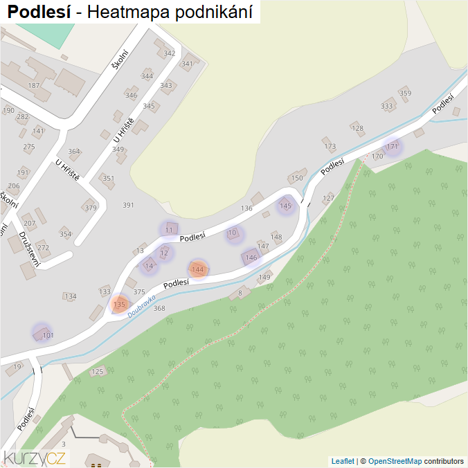 Mapa Podlesí - Firmy v ulici.