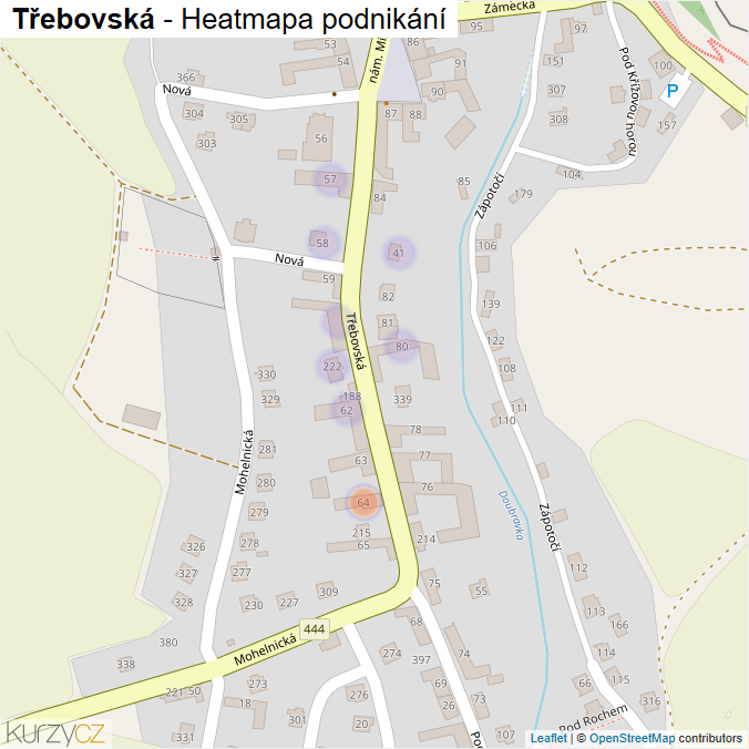 Mapa Třebovská - Firmy v ulici.