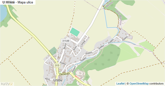U Hřiště - mapa ulice