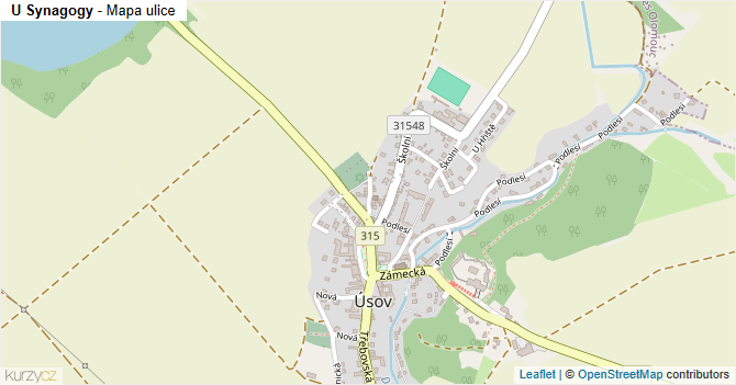 U Synagogy - mapa ulice