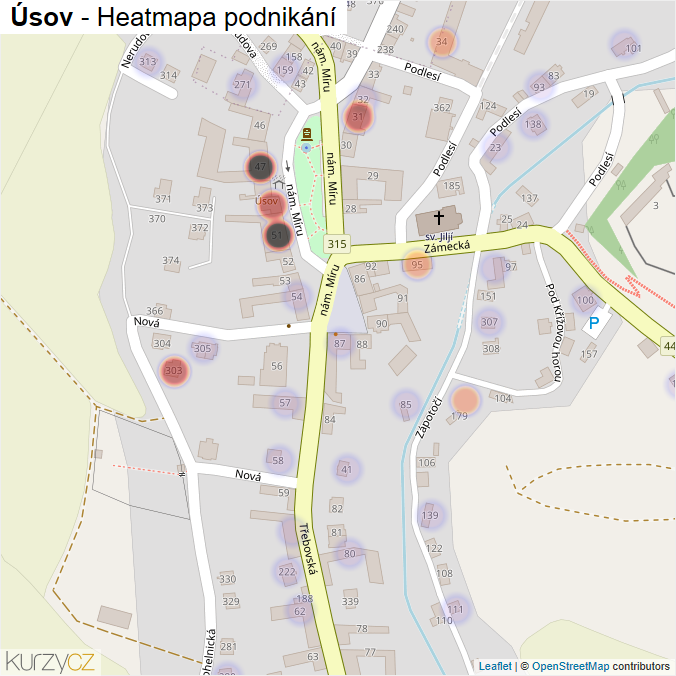 Mapa Úsov - Firmy v části obce.