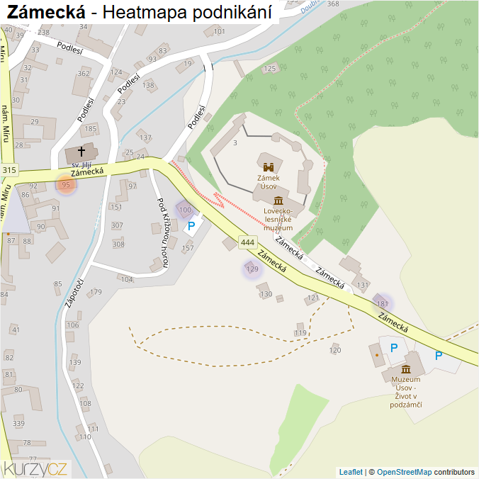 Mapa Zámecká - Firmy v ulici.