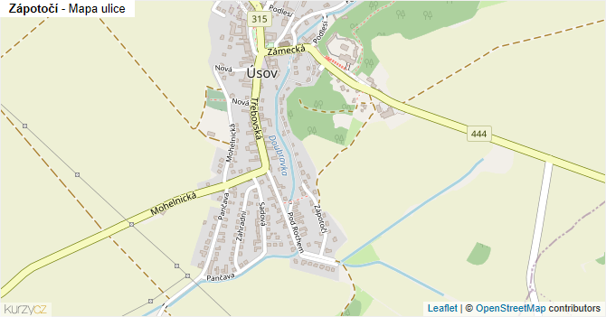 Zápotočí - mapa ulice