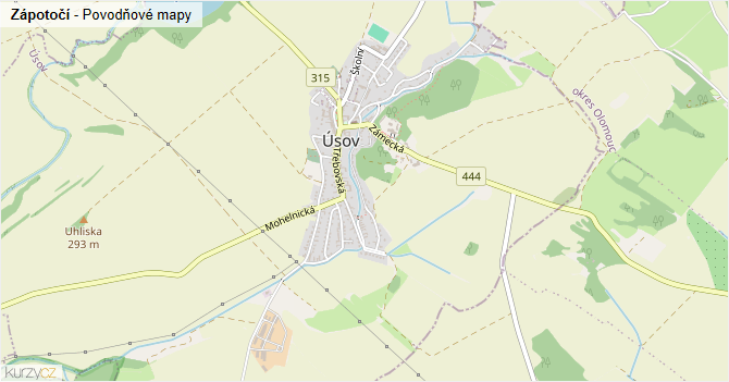 Zápotočí - záplavové mapy stoleté vody