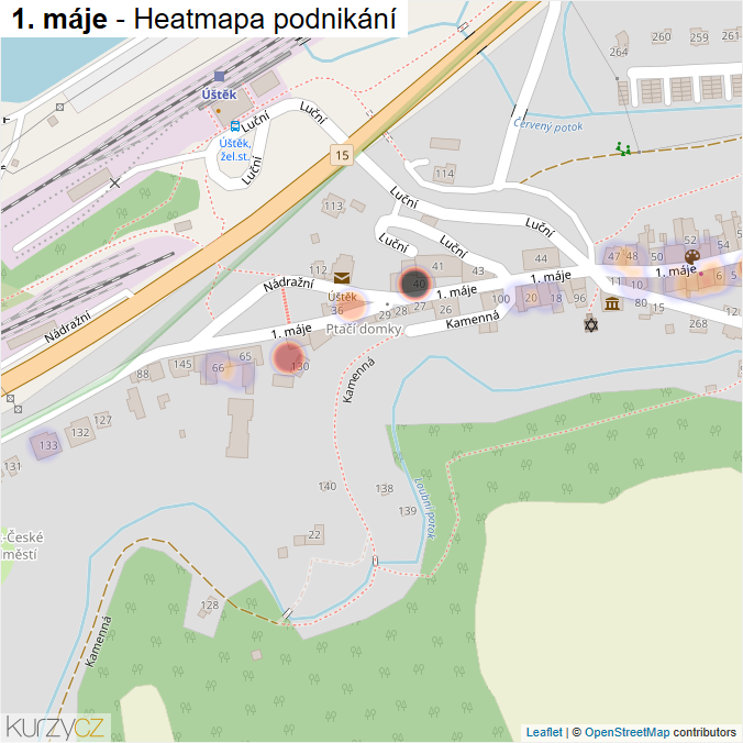 Mapa 1. máje - Firmy v ulici.