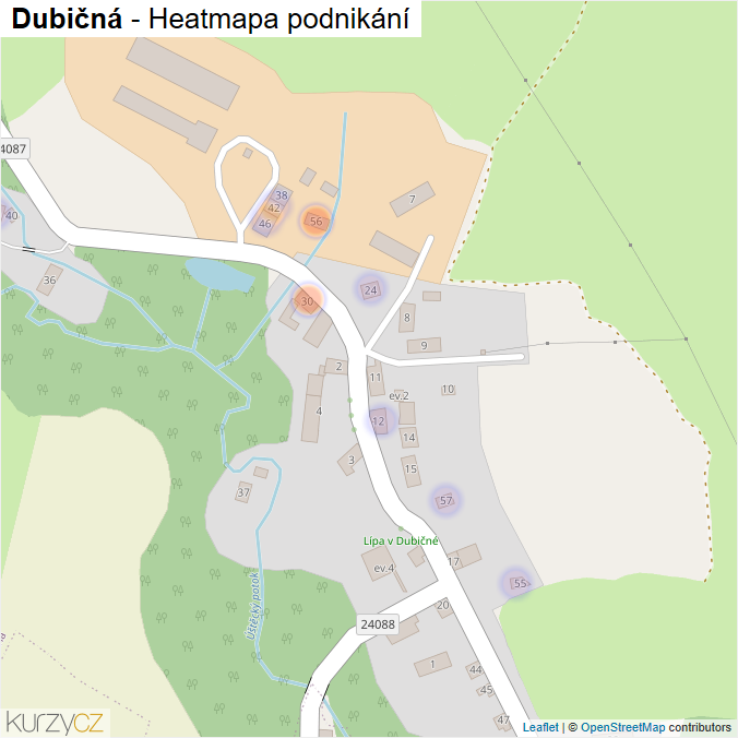 Mapa Dubičná - Firmy v části obce.