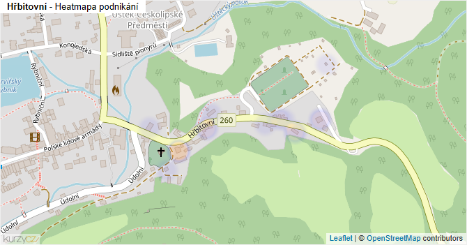Hřbitovní - mapa podnikání