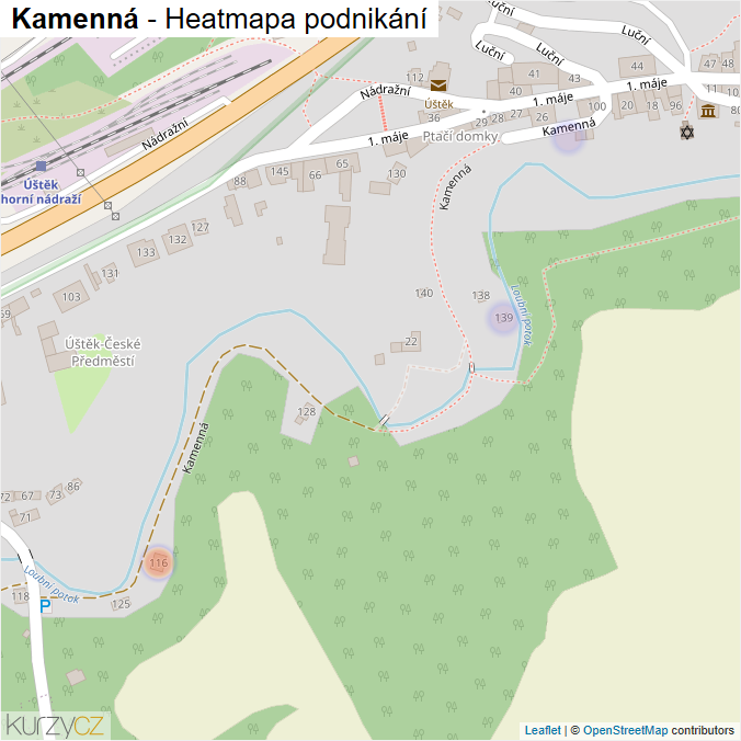 Mapa Kamenná - Firmy v ulici.