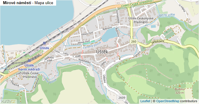 Mírové náměstí - mapa ulice