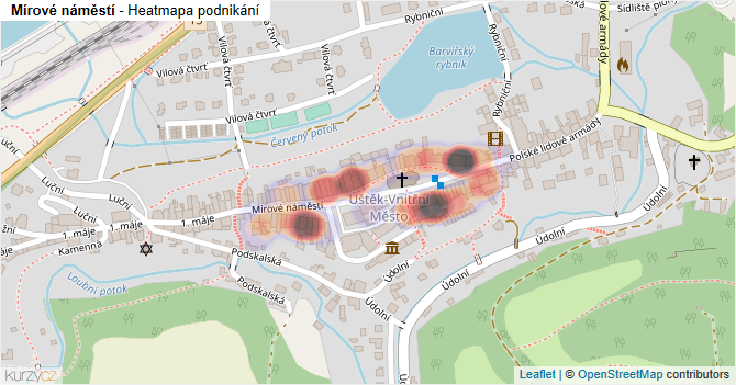 Mírové náměstí - mapa podnikání