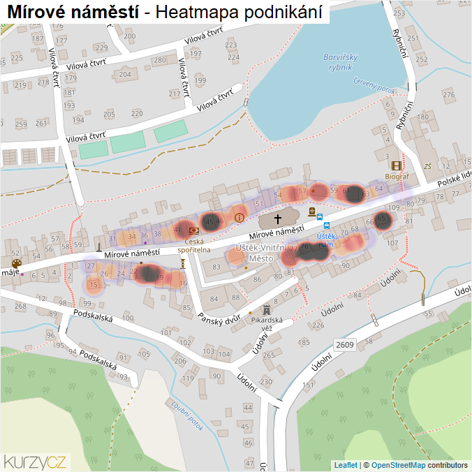 Mapa Mírové náměstí - Firmy v ulici.