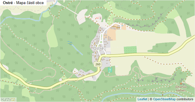 Ostré - mapa části obce