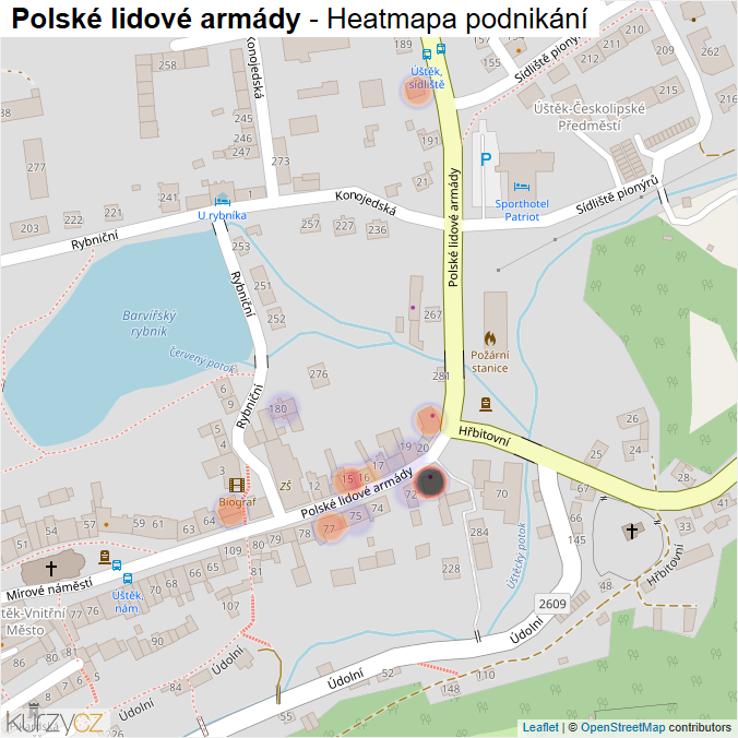 Mapa Polské lidové armády - Firmy v ulici.