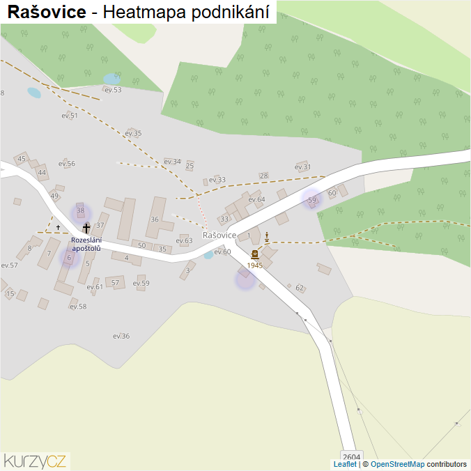 Mapa Rašovice - Firmy v části obce.