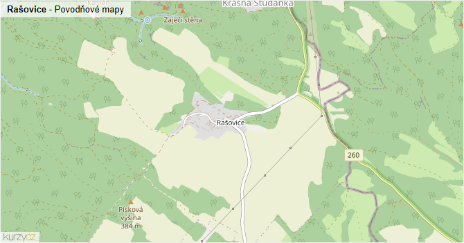 Rašovice - záplavové mapy stoleté vody