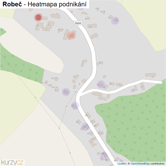 Mapa Robeč - Firmy v části obce.
