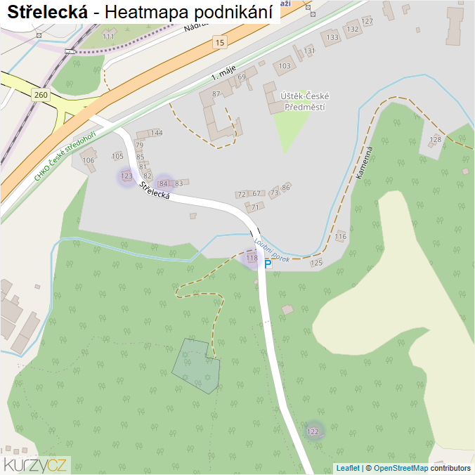 Mapa Střelecká - Firmy v ulici.