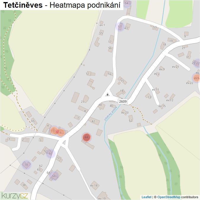 Mapa Tetčiněves - Firmy v části obce.