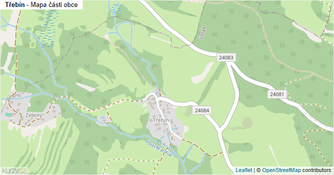 Třebín - mapa části obce