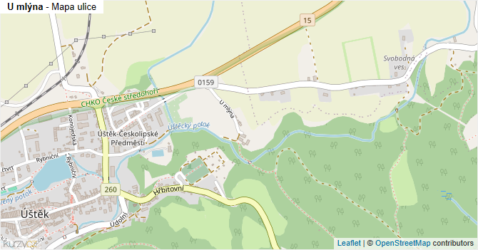 U mlýna - mapa ulice