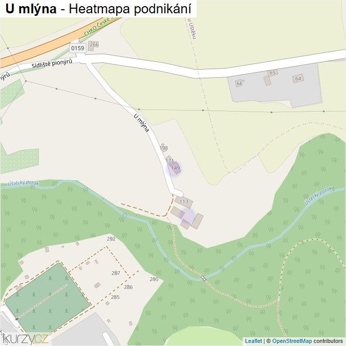 Mapa U mlýna - Firmy v ulici.