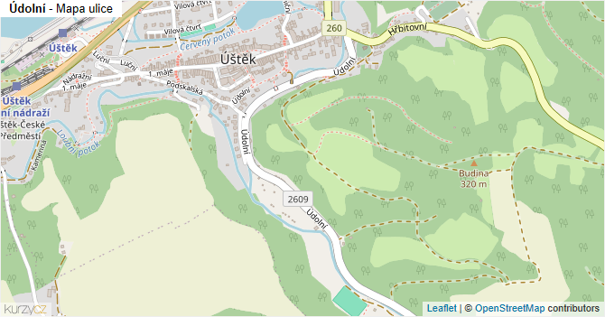 Údolní - mapa ulice
