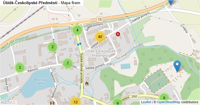 Úštěk-Českolipské Předměstí - mapa firem
