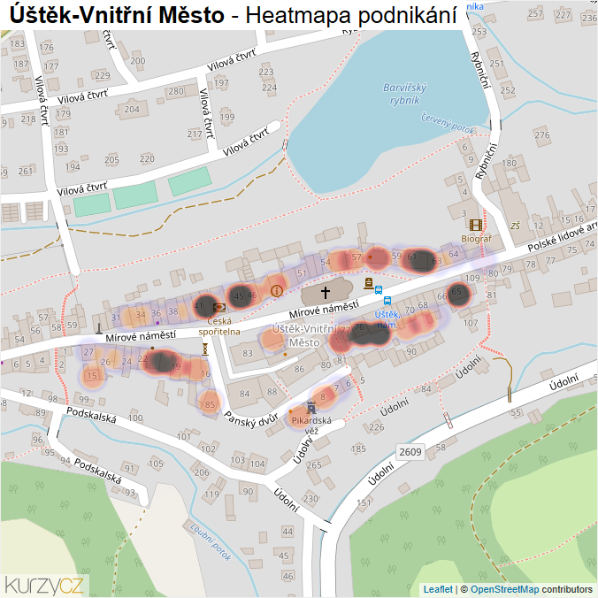 Mapa Úštěk-Vnitřní Město - Firmy v části obce.