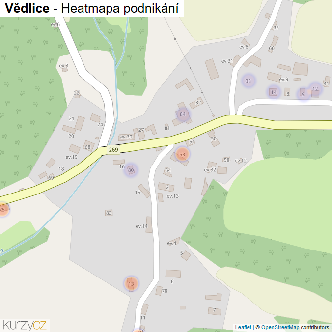 Mapa Vědlice - Firmy v části obce.