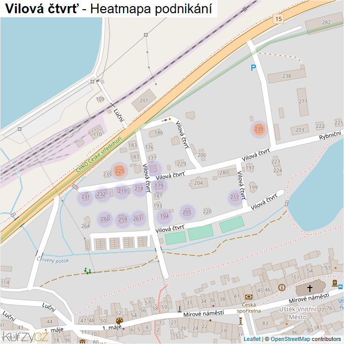 Mapa Vilová čtvrť - Firmy v ulici.