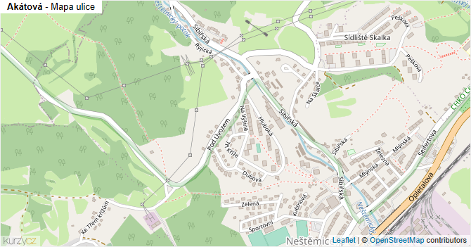 Akátová - mapa ulice