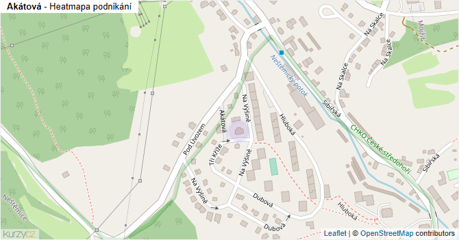 Akátová - mapa podnikání