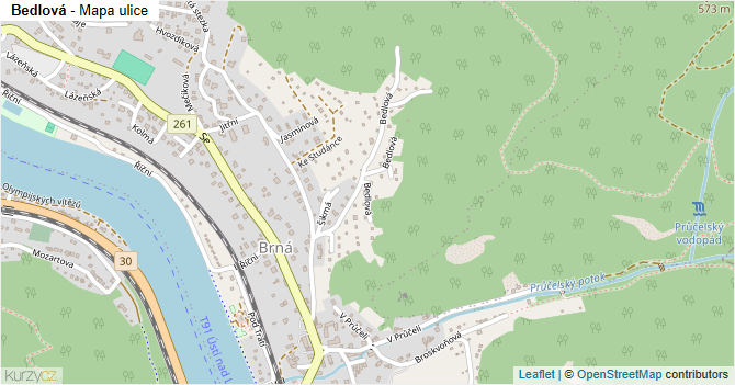 Bedlová - mapa ulice