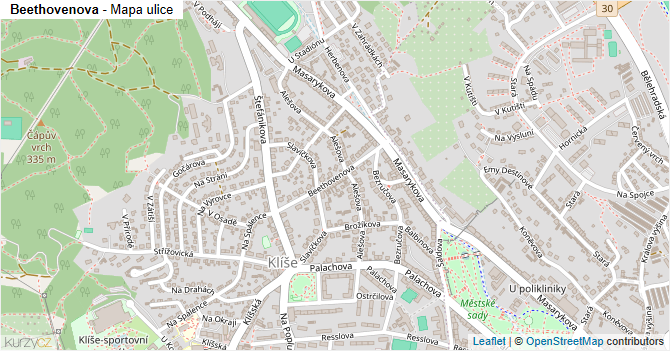 Beethovenova - mapa ulice