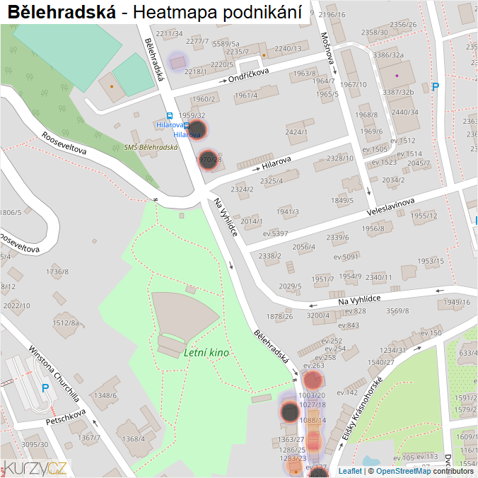 Mapa Bělehradská - Firmy v ulici.