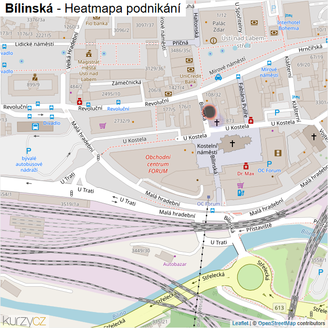 Mapa Bílinská - Firmy v ulici.