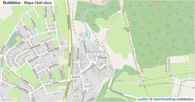Božtěšice - mapa části obce