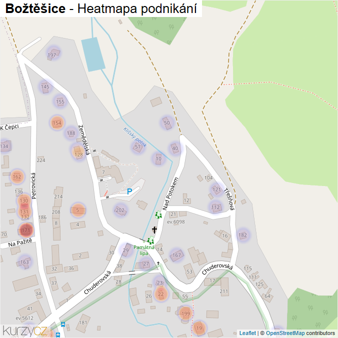 Mapa Božtěšice - Firmy v části obce.