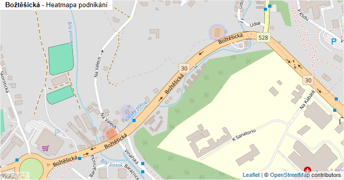 Božtěšická - mapa podnikání