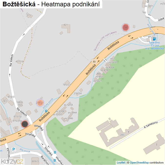 Mapa Božtěšická - Firmy v ulici.