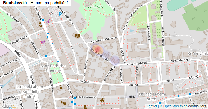 Bratislavská - mapa podnikání