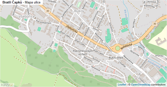 Bratří Čapků - mapa ulice