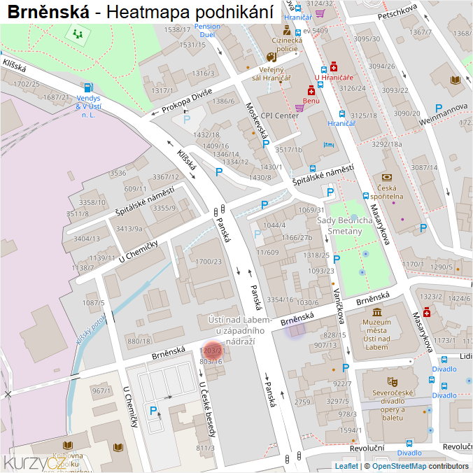 Mapa Brněnská - Firmy v ulici.