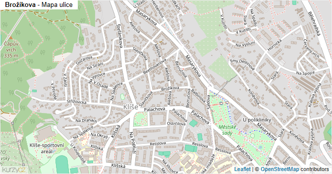 Brožíkova - mapa ulice
