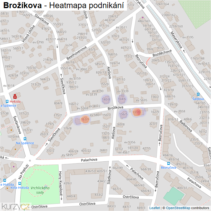 Mapa Brožíkova - Firmy v ulici.