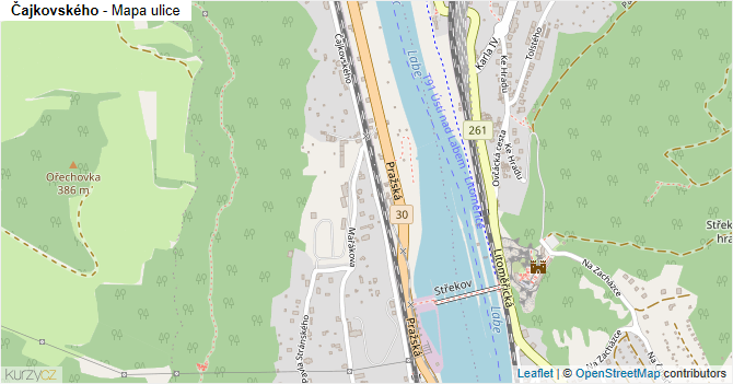 Čajkovského - mapa ulice